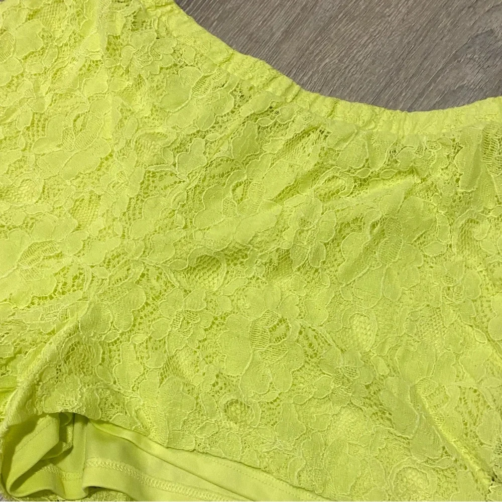 Forever 21 Neon Lace Shorts Small Lime Green Elastic Waist Summer Festival